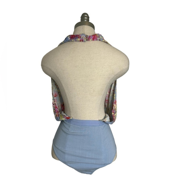 Free People Intimately Should I Say Halter Bodysuit Hydrangea Floral Size Small - Picture 9 of 16